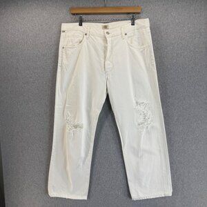 Citizens of Humanity Womens Emery High Rise Relaxed Crop Jeans COH White Size 31